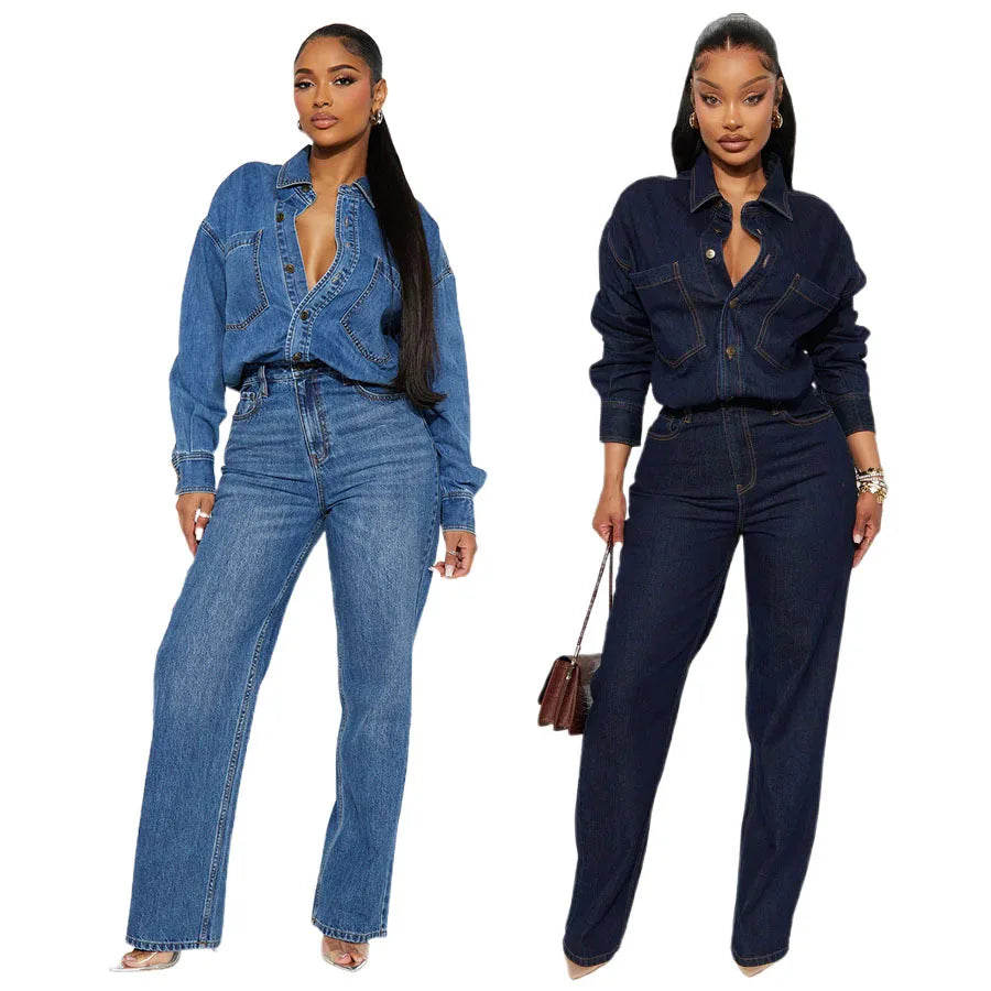 Washed Distressed Denim Jumpsuit