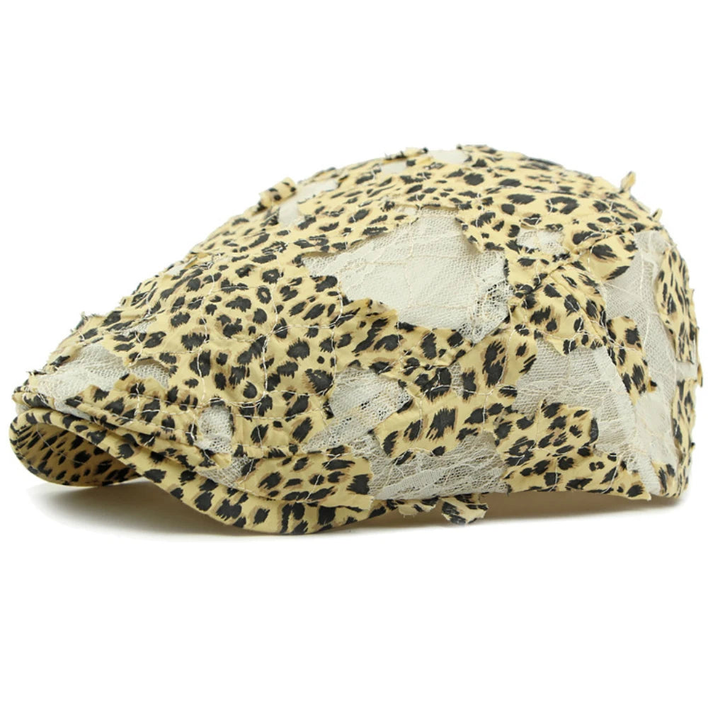 Spring Summer Floral Lace Mesh Beret Hat for Women