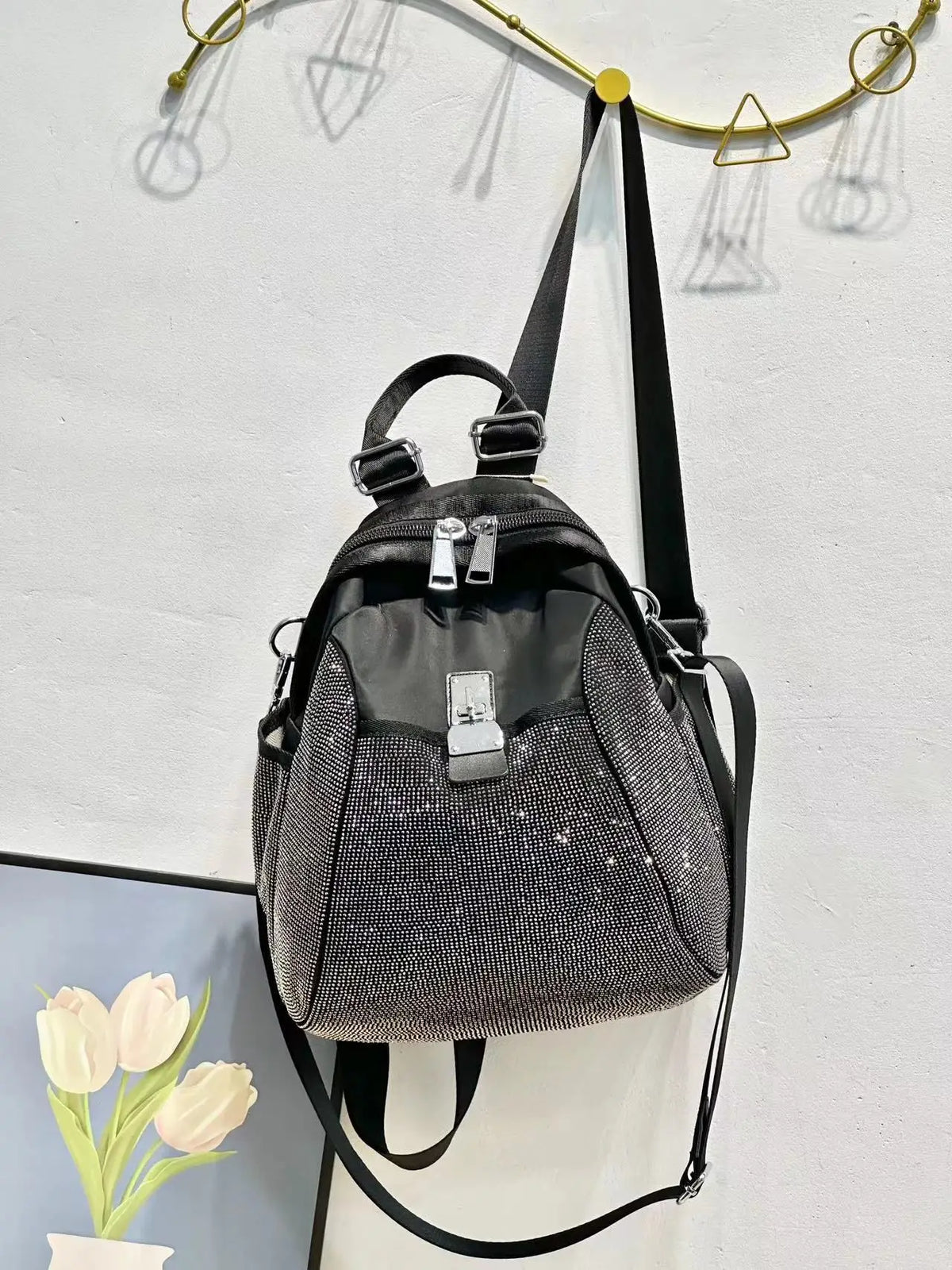 New Diamond-encrusted Backpack Fashionable Women’s Diamond-encrusted Backpack Fashionable Diamond-encrusted Shiny Backpack