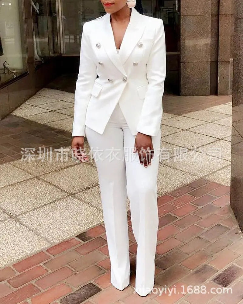 Double Breasted Blazer And Pants Suit Set for Women