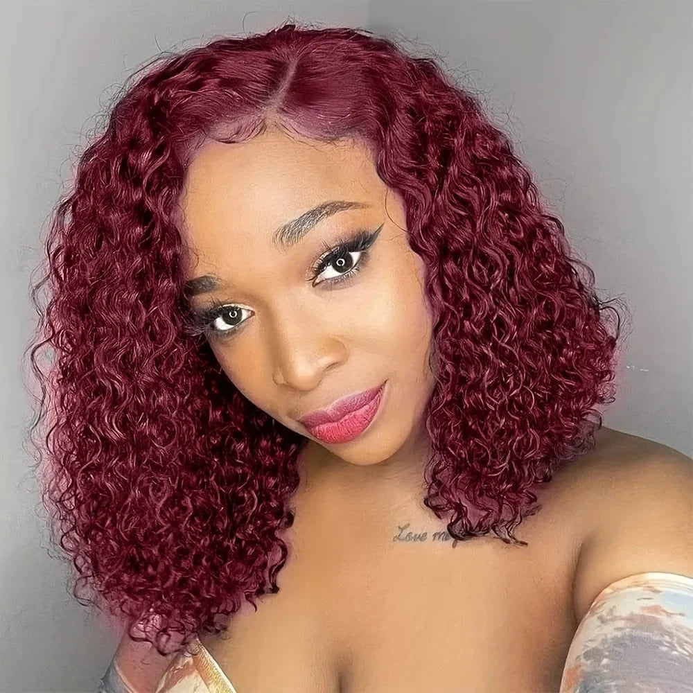 Deep Wave Lace Front Brazilian Human Hair Bob Wigs For Women