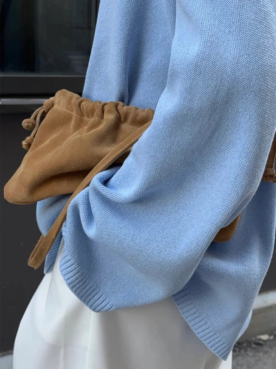 Backless Patchwork Knit Sweater