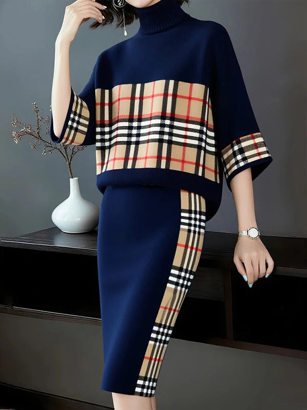 Cozy Plaid Knit Sweater