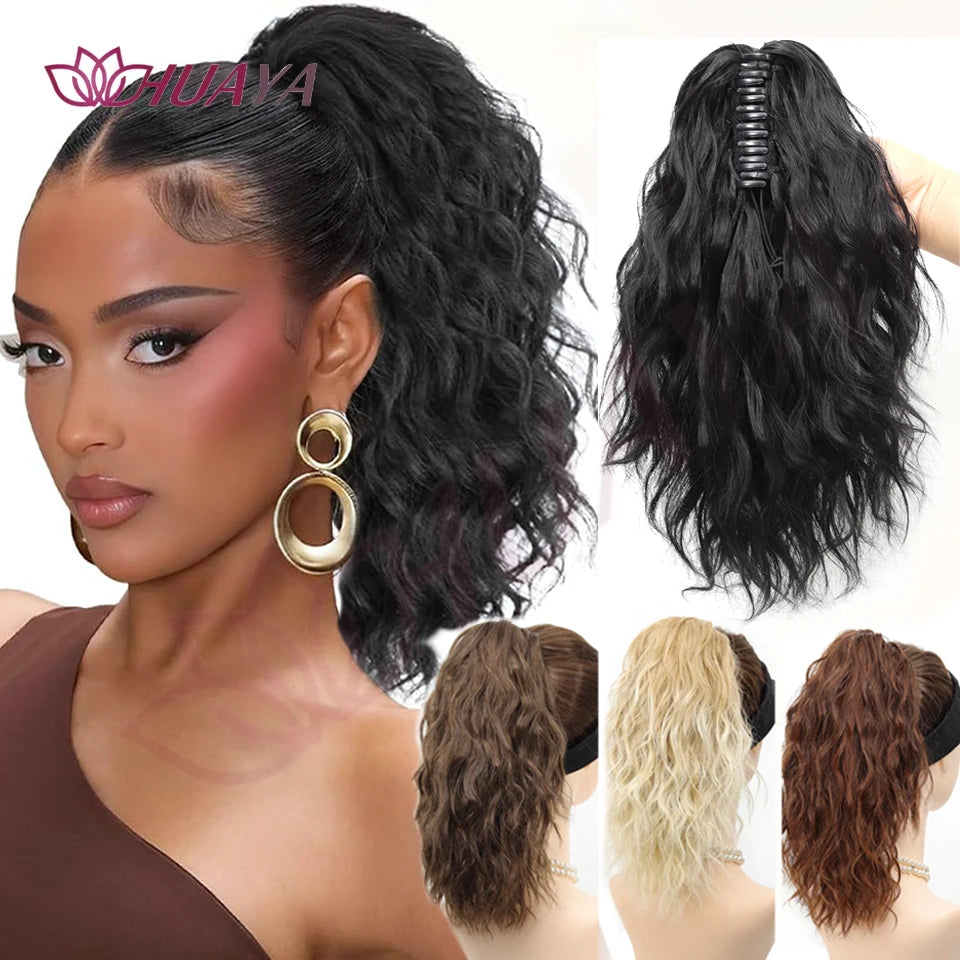 Frosted Water Wave Clip In Ponytail Hair Extension For Women