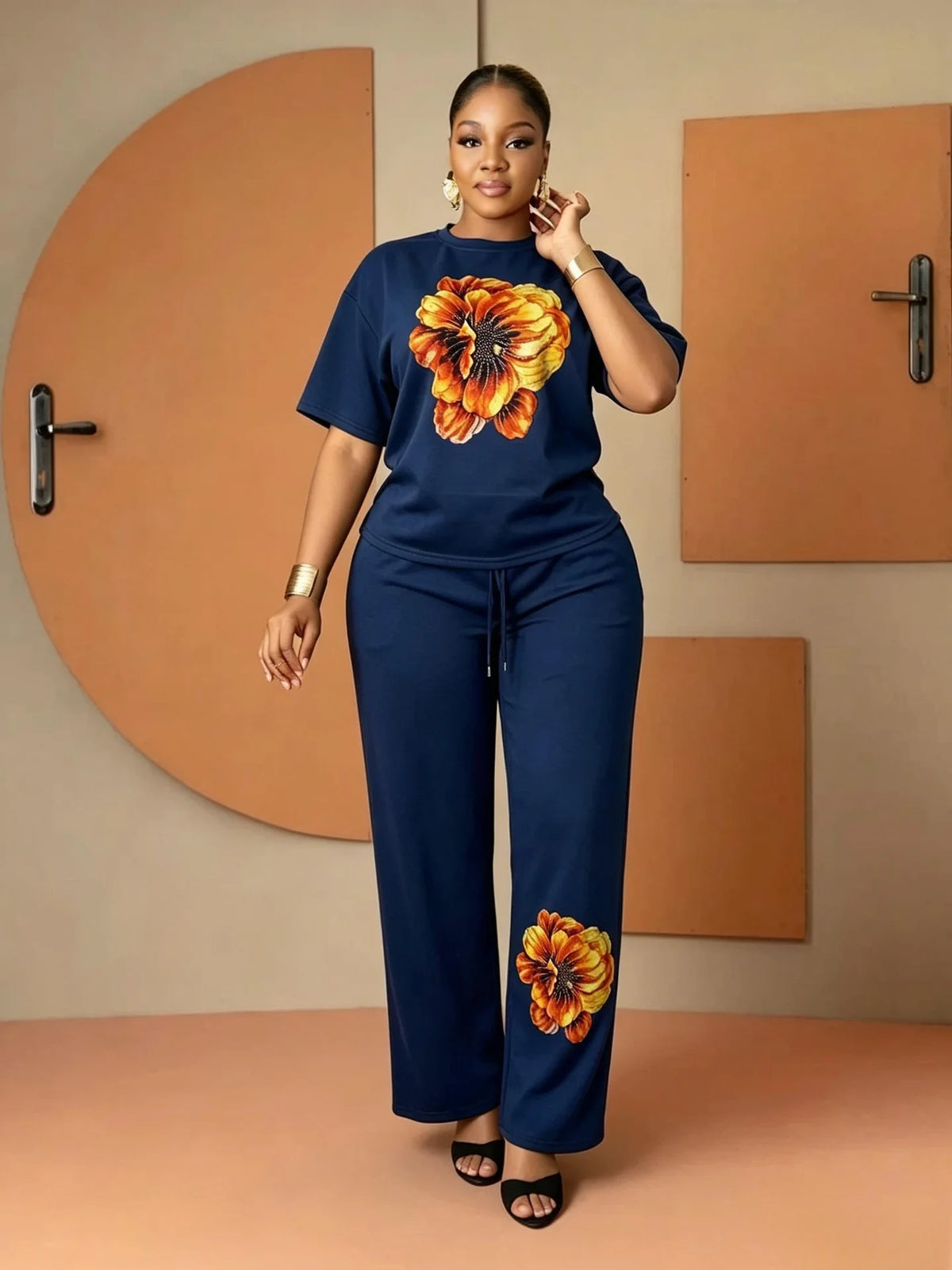African Dashiki Two Piece Top and Pants Set for Women