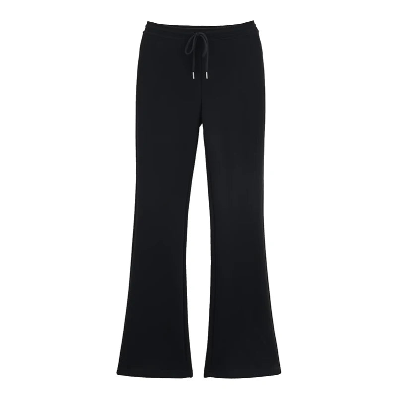 Solid Zip Front Coat and Trousers Two Piece Set for Women Autumn