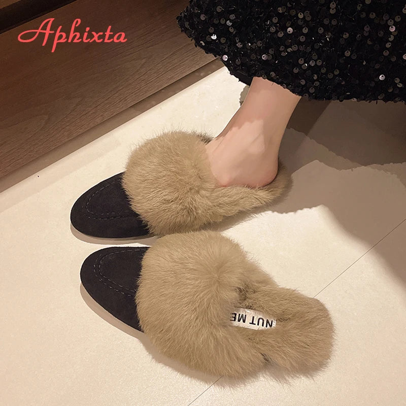 Plush Faux Fur Slippers