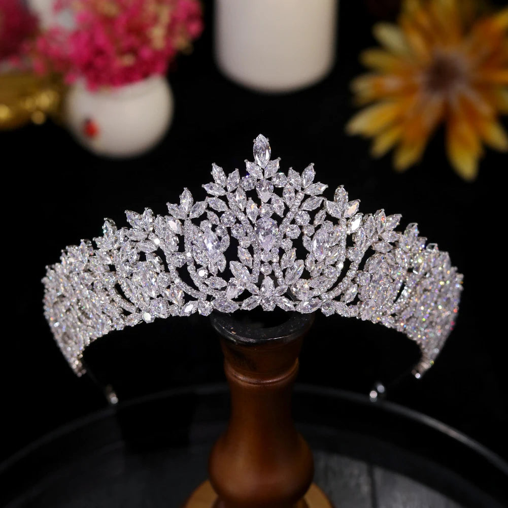 Elegant Silver Crystal Bridal Tiara Crown For Women