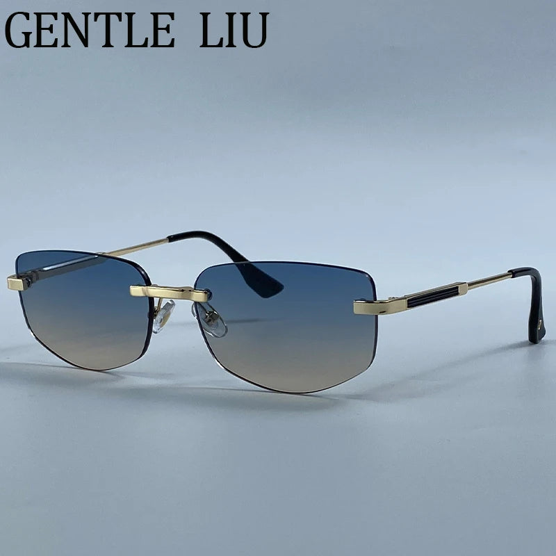 Rimless Geometric Fashion Sunglasses