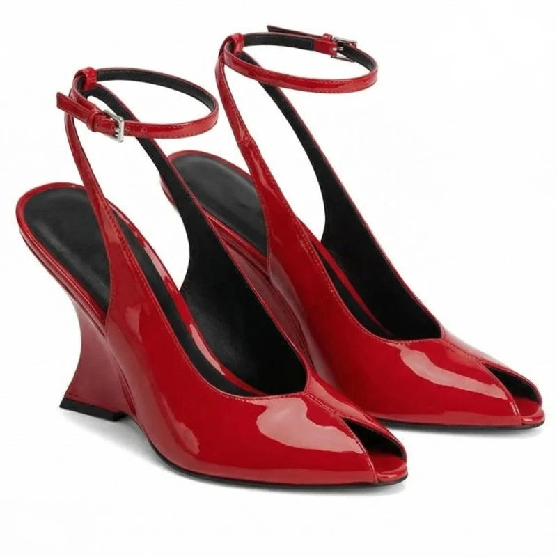 Elegant French Style Buckle Wedge Sandals for Women