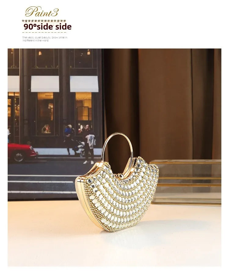 New Evening Women's Bag Luxury Brand Diamond-encrusted Sparkling Dinner Party Handbag Diamond-encrusted Women's Shoulder Bag
