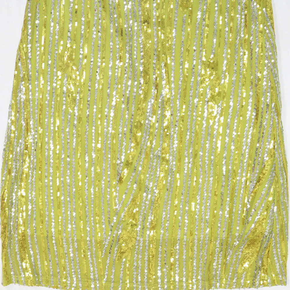 CM.YAYA Women’s Dress Set Mesh Sequined Ribbon Sleeveless Strap Top + Long Skirts Sets 2 Two Pcs Sets Sexy Party Evening Oufits