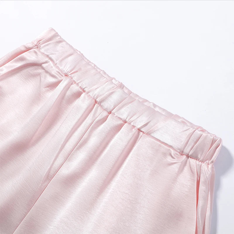 Casual V-Neck Top and Wide-Leg Pants Set for Women