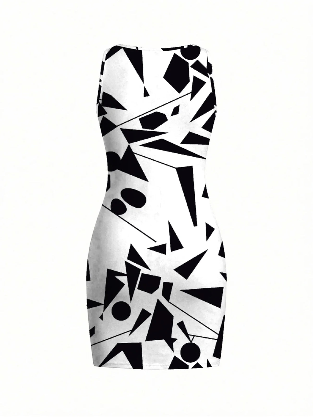 Geometric Print Sleeveless Mini Dress