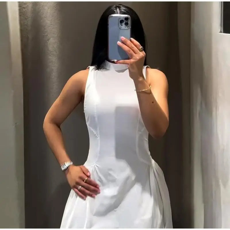Casual Lace Up Sleeveless Floor-Length Dress for Women