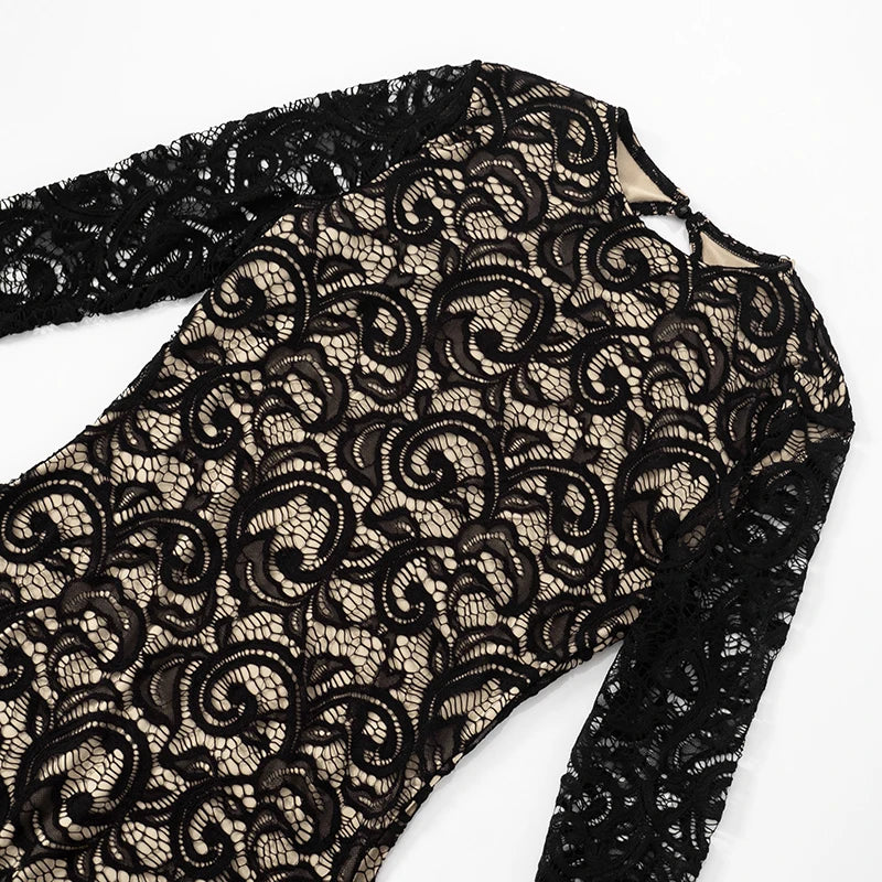Backless Lace Patchwork Jumpsuit