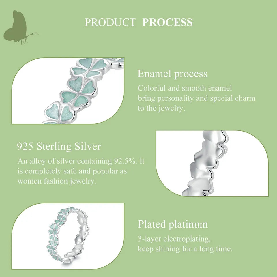 Four Leaf Clover Sterling Silver Ring
