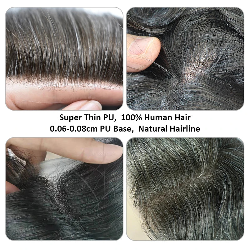 Natural Remy Hair Thin Skin Toupee Hair System for Men