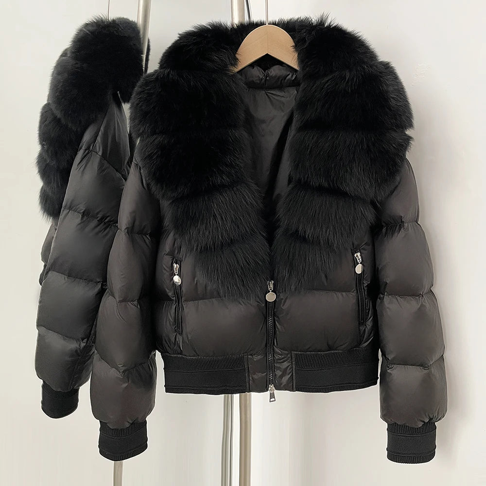 Detachable Fox Fur Collar Down Coat