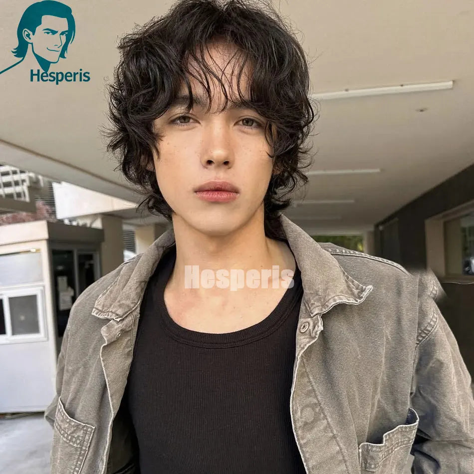 Short Wave Glueless Lace Front Wig For Men With Thin Bangs