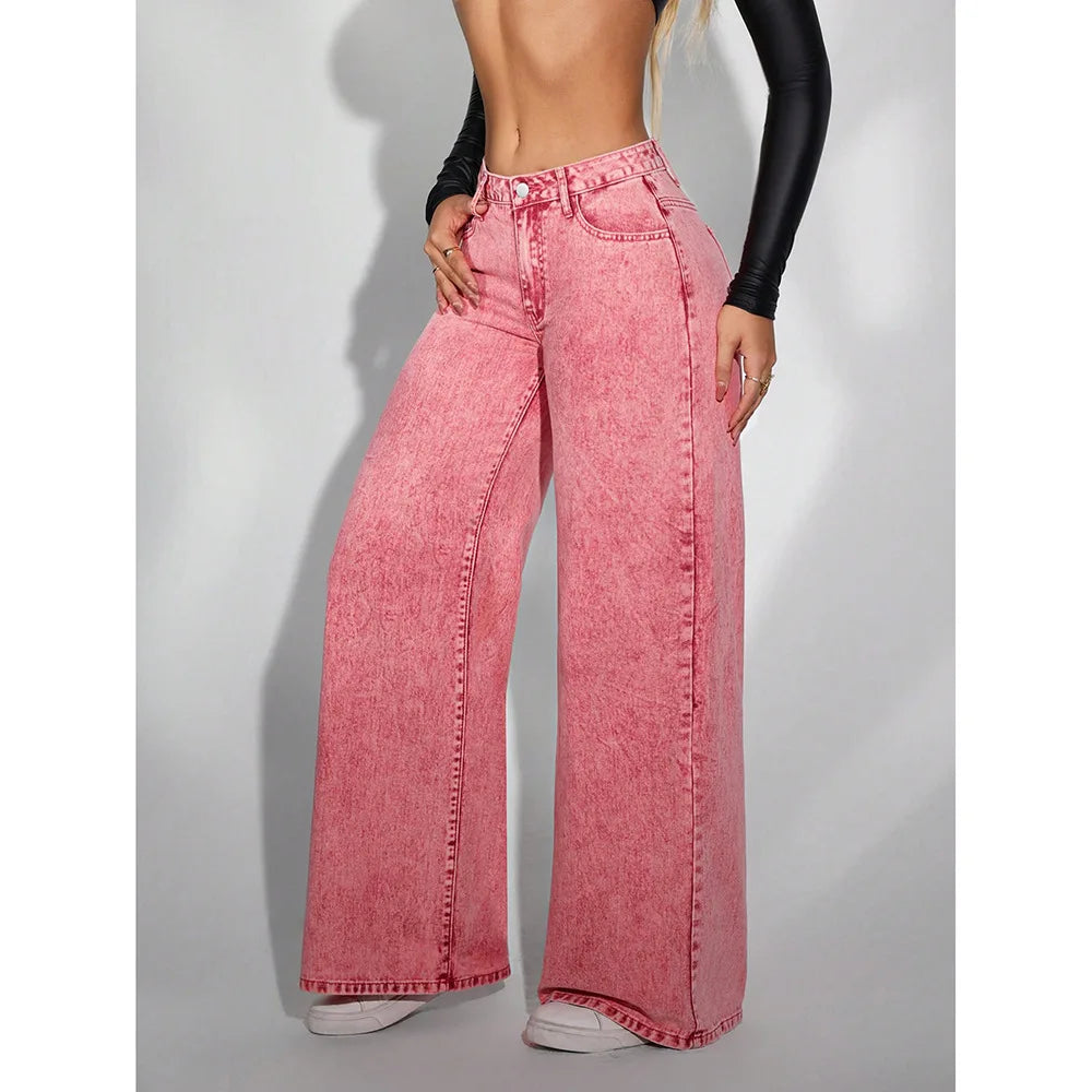 Distressed High Waist Wide Leg Jeans