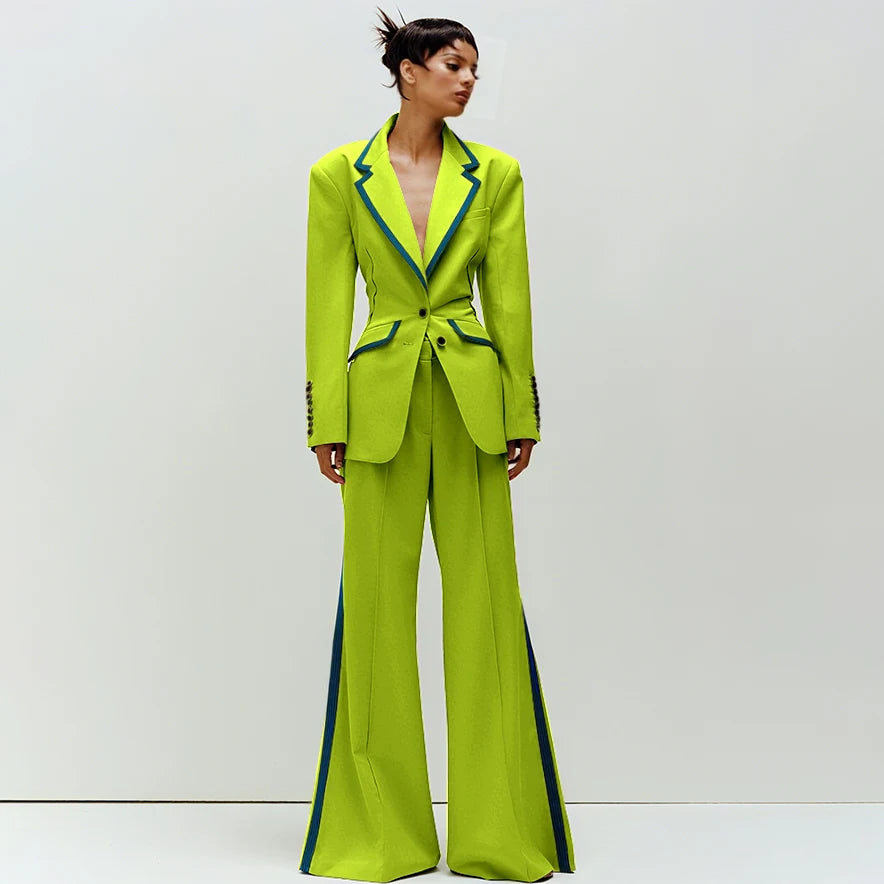 Tailored Notched Collar Two Piece Suit Set For Women