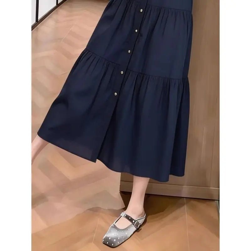 French Blue Short Sleeve Shirt Dress