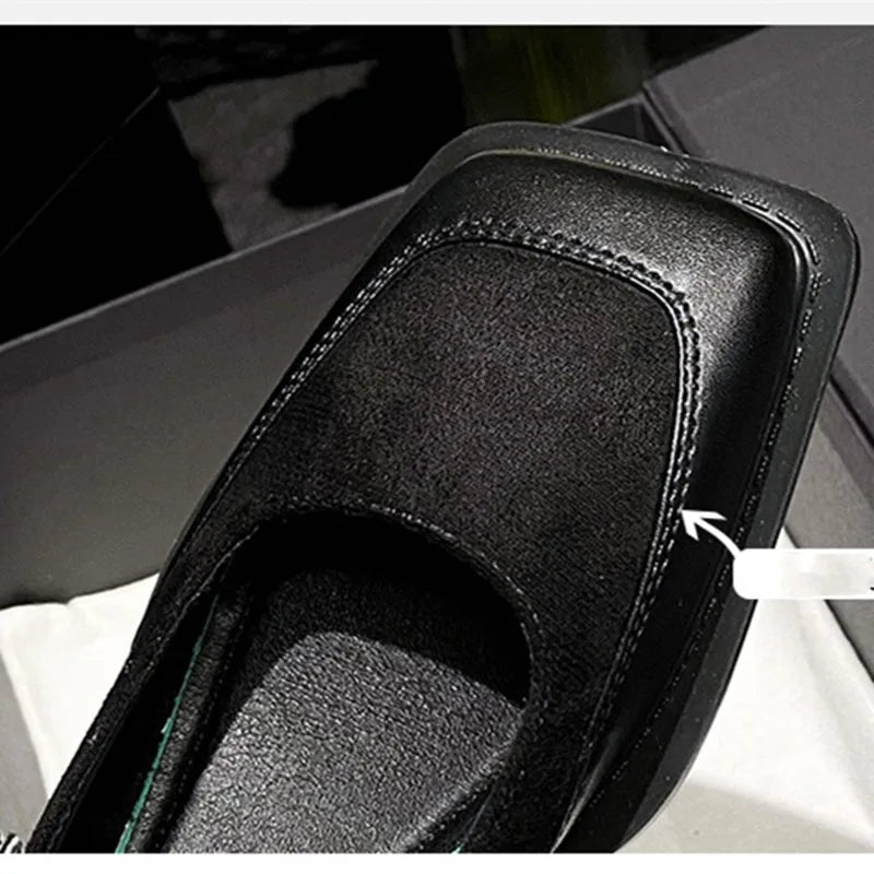 Retro Square Toe Low Heel Mary Jane Shoes for Women