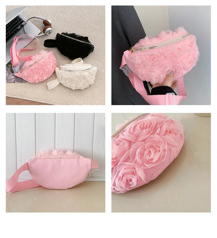 New Women's Waist Bag Flower Shape Fashionable Women's Waist Bag Lace Luxury Lightweight Women's Crossbody Bag High Quality
