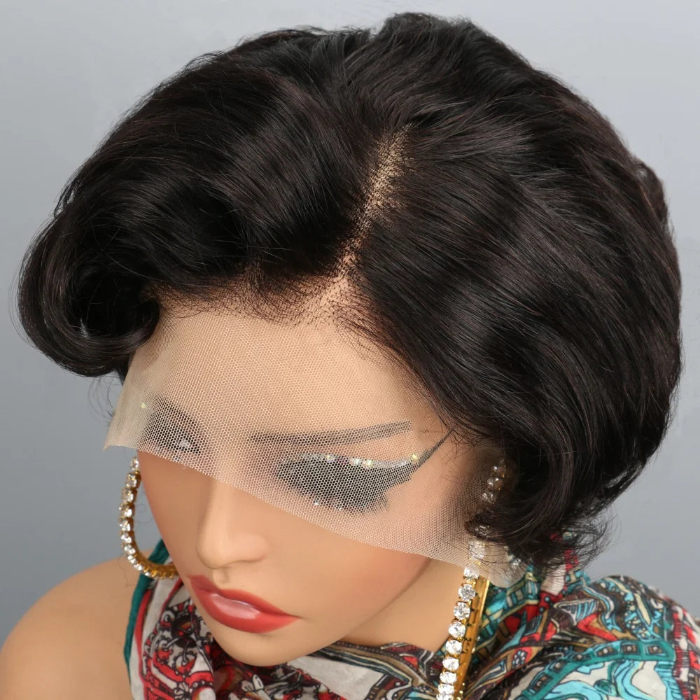Short Curly Brazilian Human Hair Lace Front Wig for Women