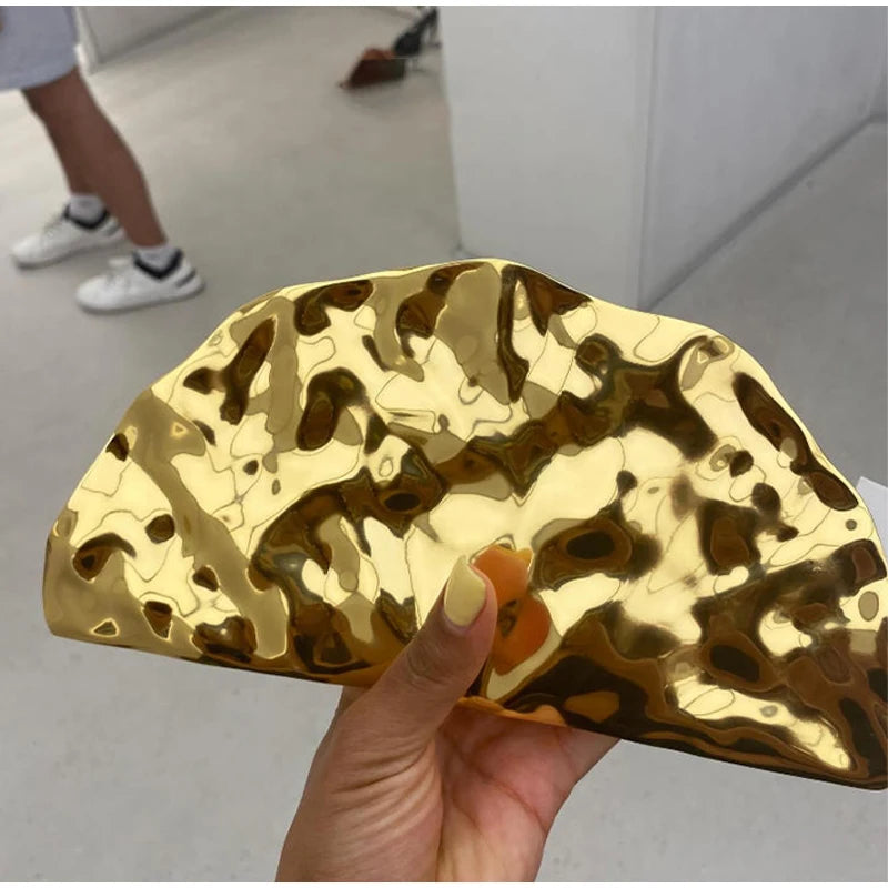 Brand Luxury Design Evening Bag Acrylic Fashion Exquisite High-end Handbag Metal Fan-shaped Crossbody Bag Textured Women's Bag