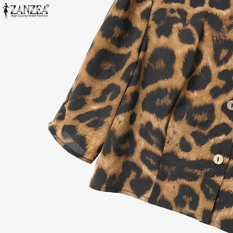Leopard Print Puff Sleeve Pants Set