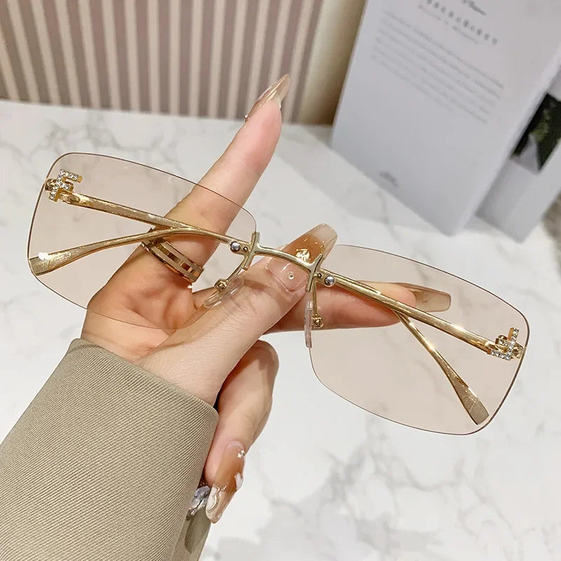 Rimless Square Fashion Sunglasses
