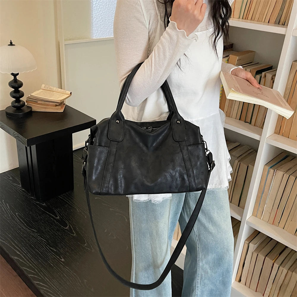 Practical Pure Color Vegan Leather Shoulder Crossbody Bags for Women