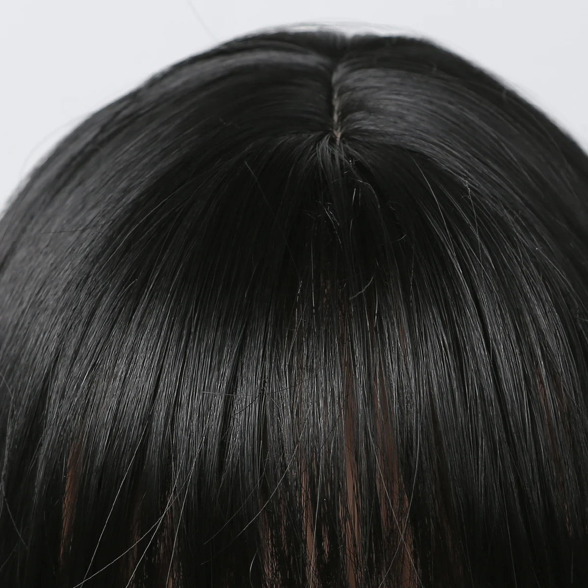 Long Straight Black Synthetic Wig With Bangs for Women