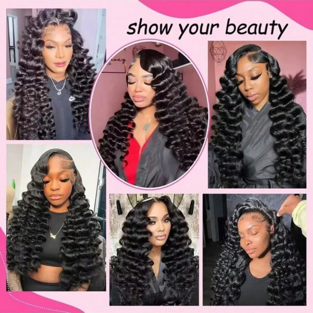Long Deep Wave Glueless Lace Front Human Hair Wig for Women
