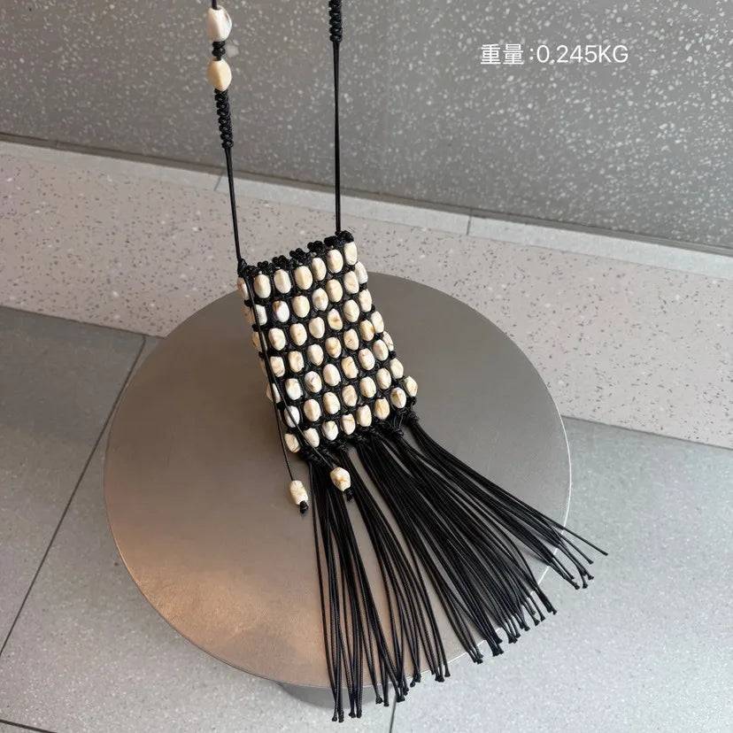 Handmade Beaded Rope Crochet Crossbody Bag for Women
