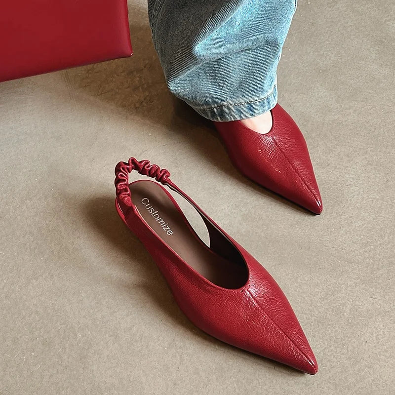 Elegant Handmade Real Leather Slingback Sandals for Women