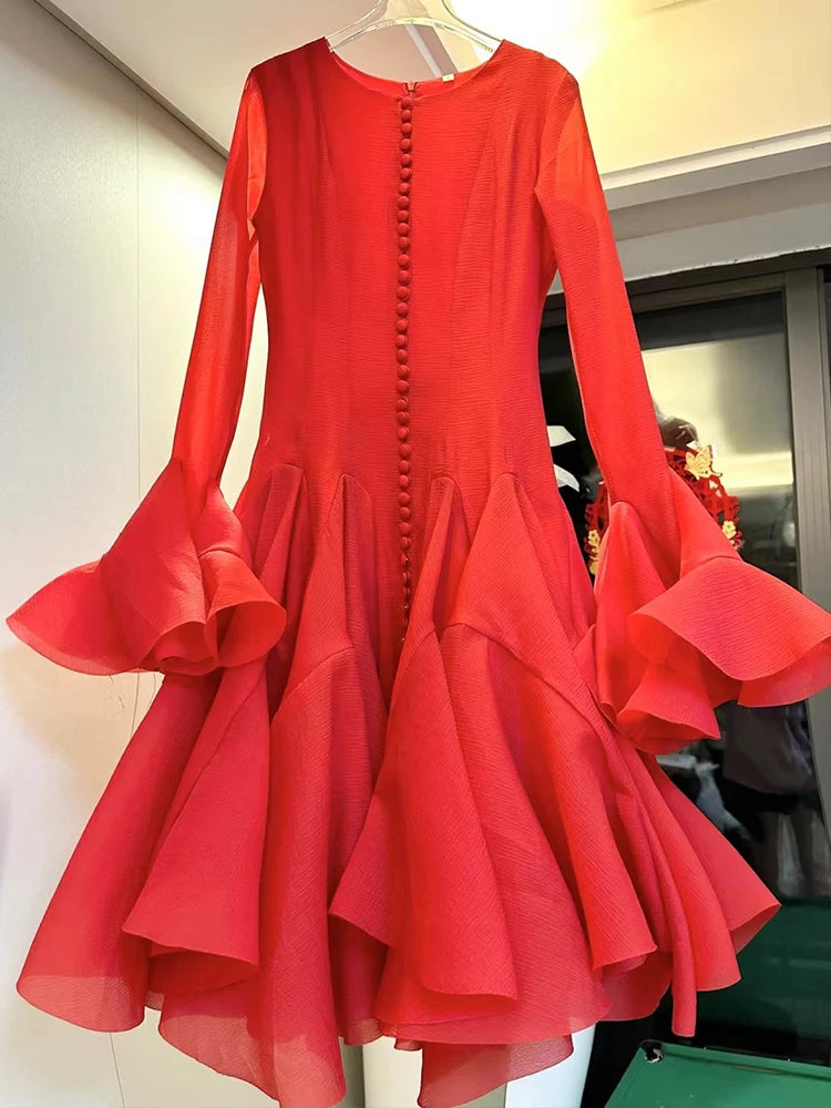 Ruffled Hem A-Line Dress