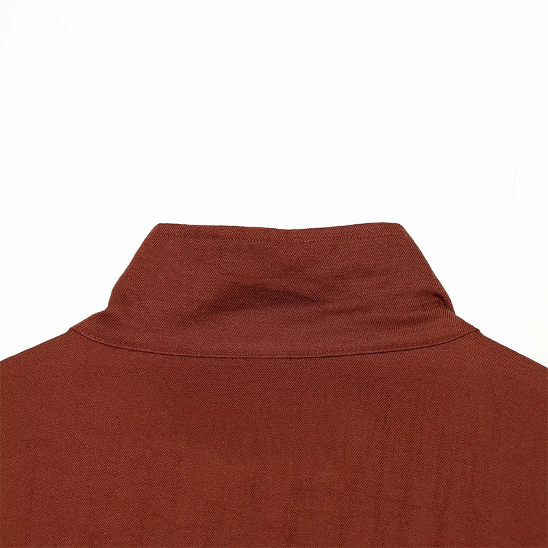 Casual Solid Loose Jacket Stand Collar With Big Pockets for Women