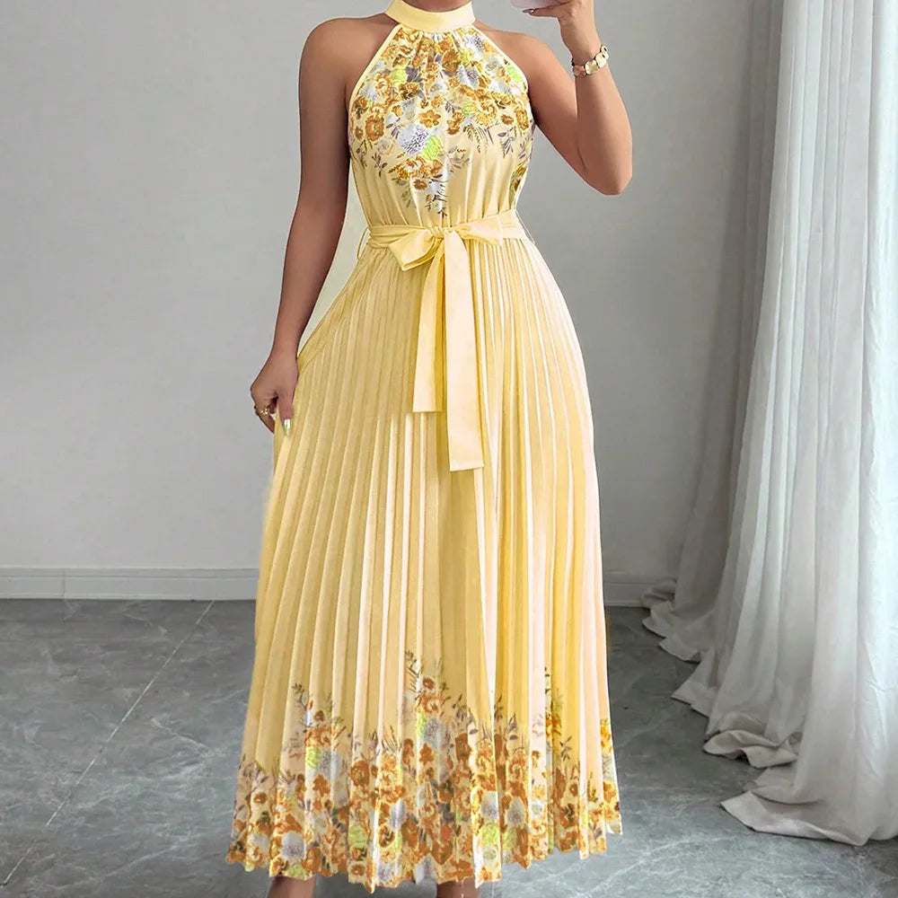 Chic Lightweight Halter Neck Lace Up Maxi Dress for Women