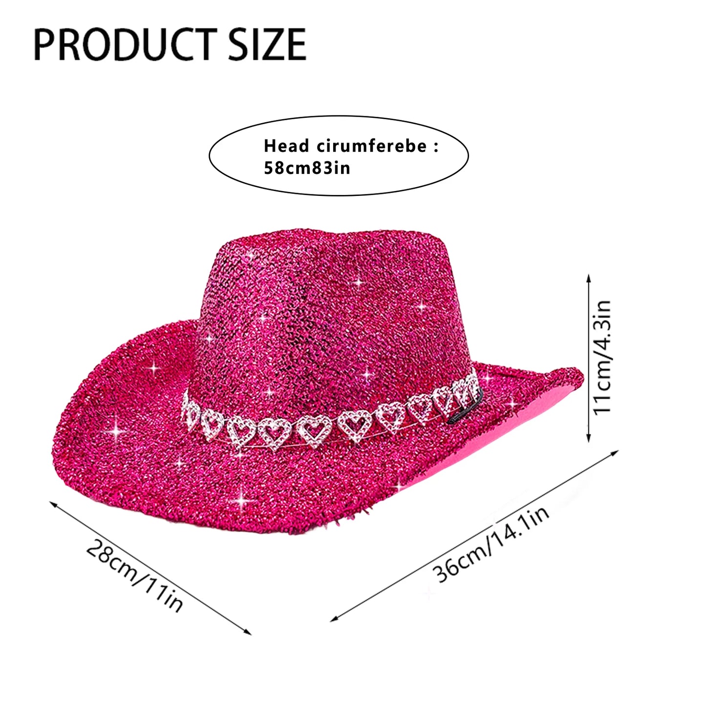 Glitter Rhinestone Western Wide Brim Cowgirl Hat for Women