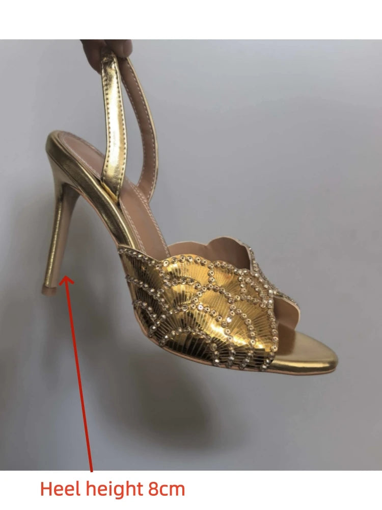 Luxurious Sparkling Fish Mouth Strap Sandals for Women