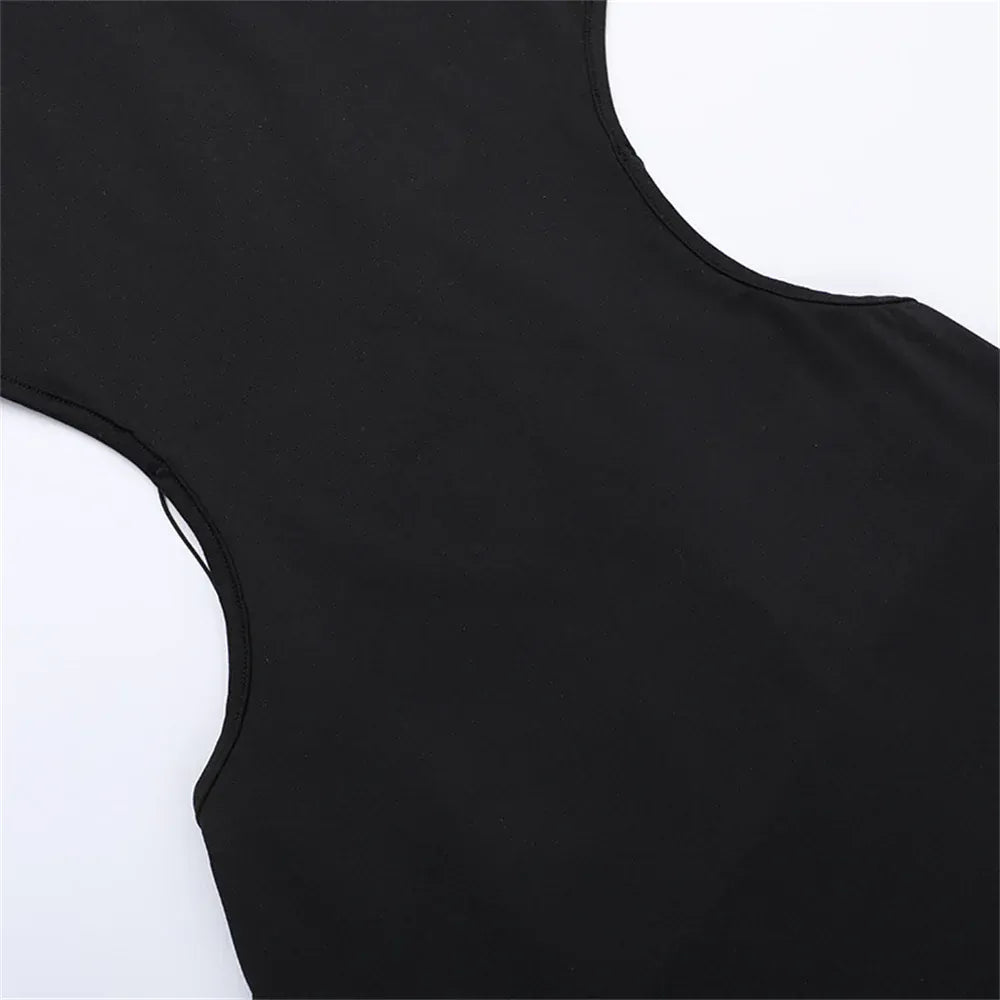 Weird Puss Y2K Butterfly Metal Dress Women Hollow Backless Sleeveless Fitness Cross Bandage Midnight Club Summer Vacation Bodyco