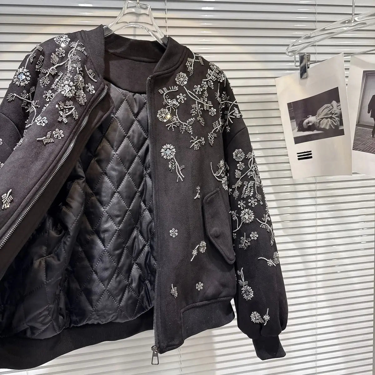 2026 Winter New Coat for Women,Retro Heavy Industry Nail Bead Suede Embroidery Loose Cotton Jacket