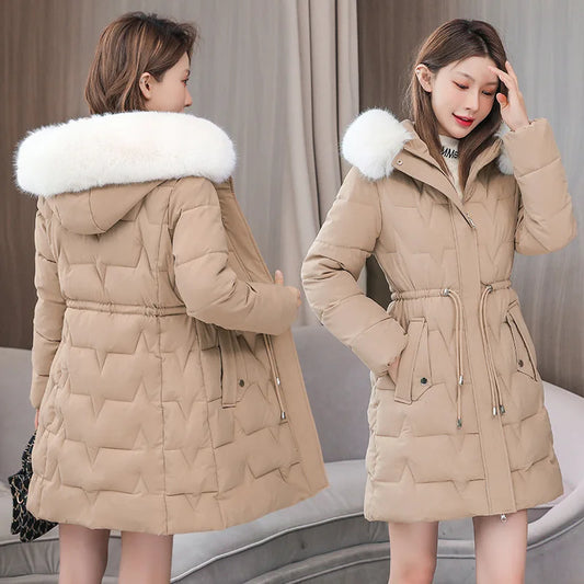 Hooded Fur Collar Parka Coat