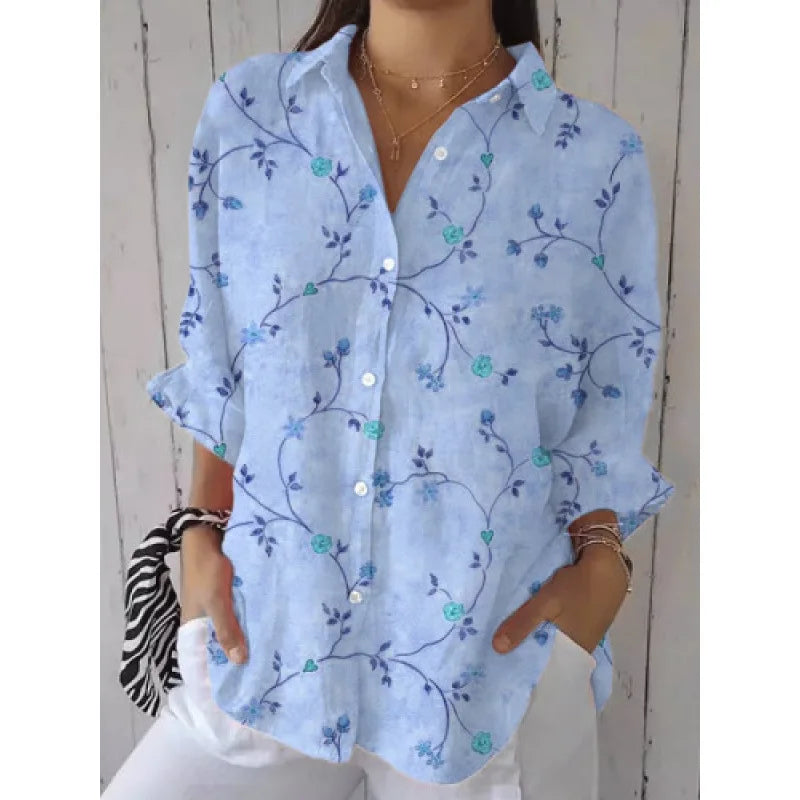 Ditsy Floral Oversized Dropped Shoulder Blouse for Women