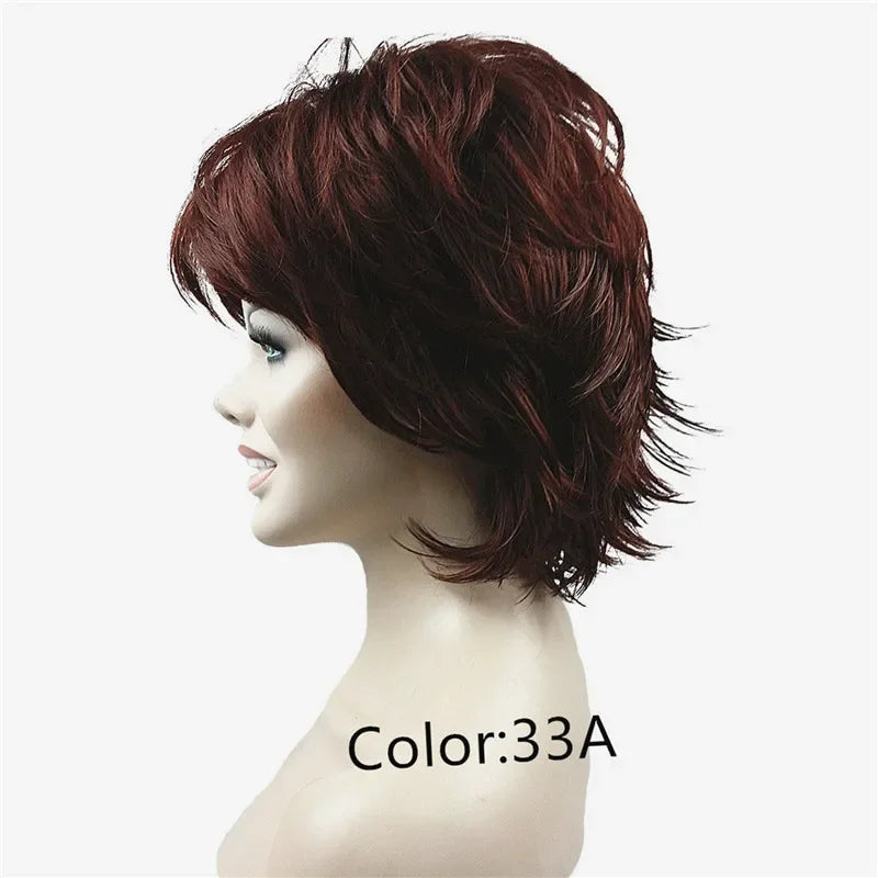 Fluffy Short Straight Layered Blonde Synthetic Wig For Women