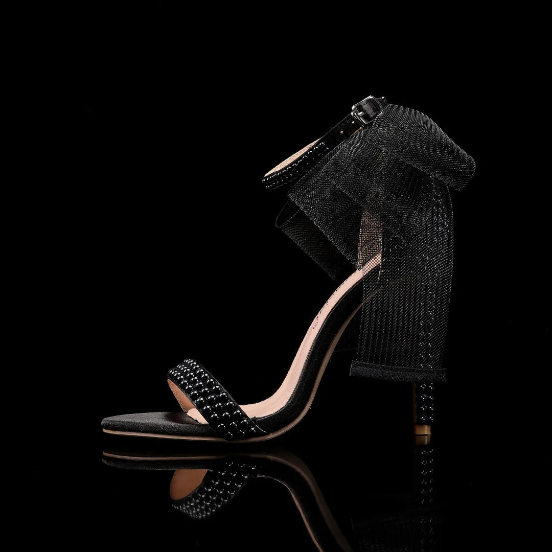 Elegant Pearl Beaded Mesh Bowknot Sandals for Women