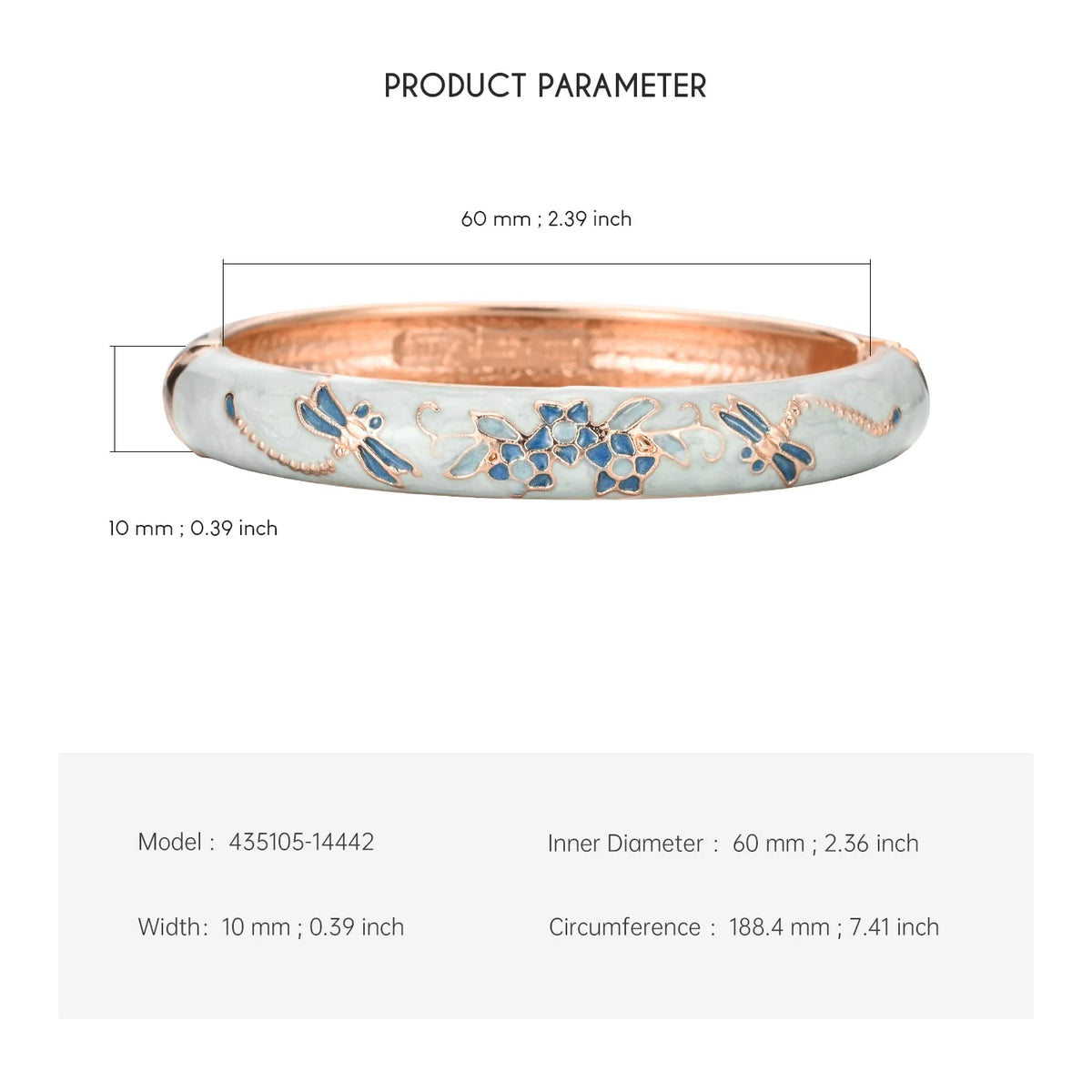 Floral Enamel Bangle Bracelet